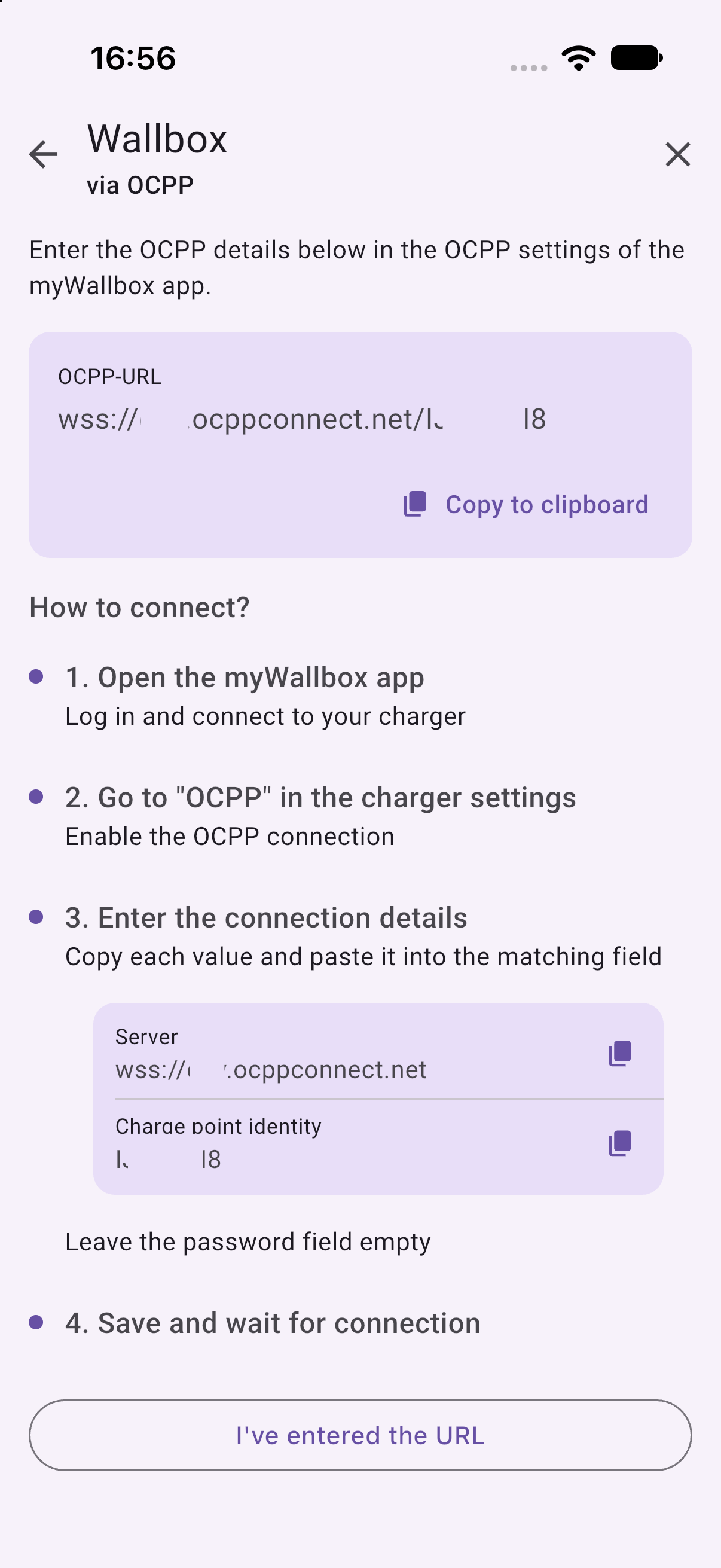Wallbox via OCPP in the app