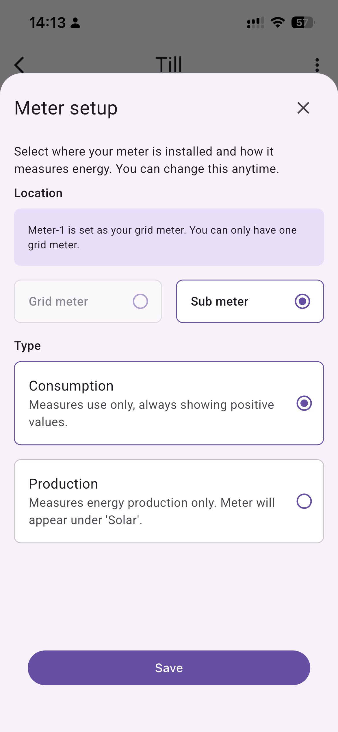 Submeter met type verbruik